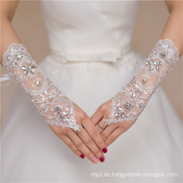 Lace appliques fingerless Perlen Handgelenk Länge Qualität Hochzeit Spitze Handschuh